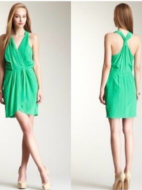 Greylin Kelly Green Racerback, Wrap-Style Mini Dress